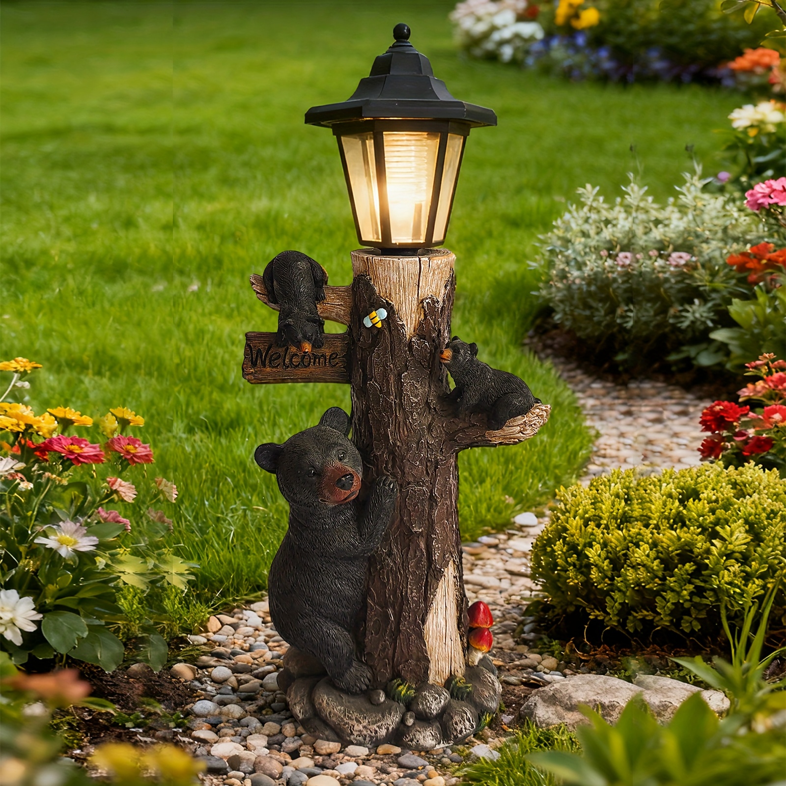 Outdoor Solar Light Bear Statues