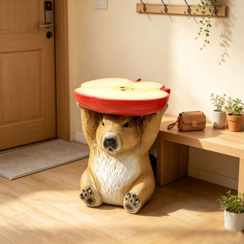 Capybara Holding Apple Slice Stool