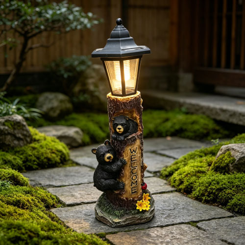 Garden Solar Light Bear Statues