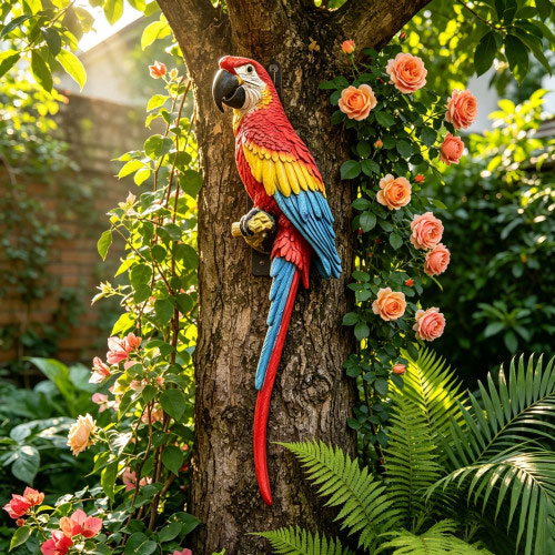 Hanging Outdoor Parrot Statue