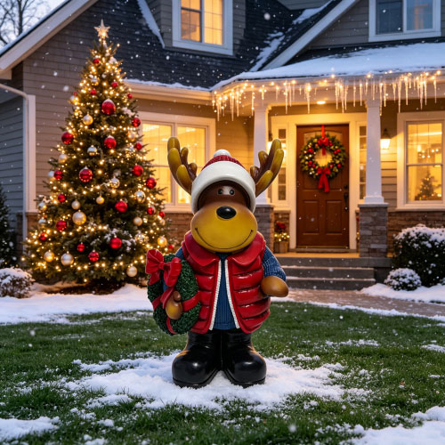 Christmas Moose Statue