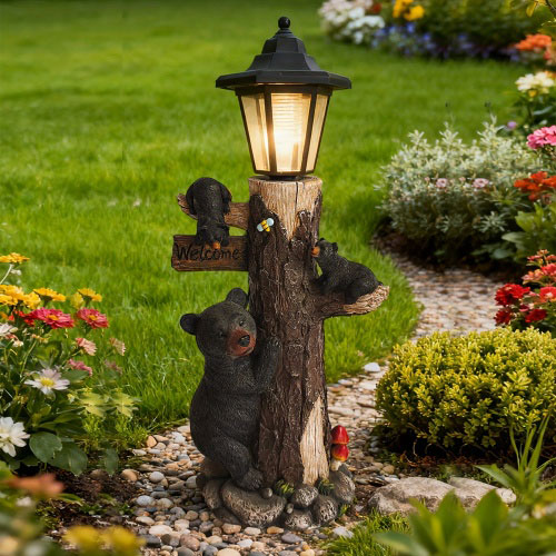 Outdoor Solar Light Bear Statues