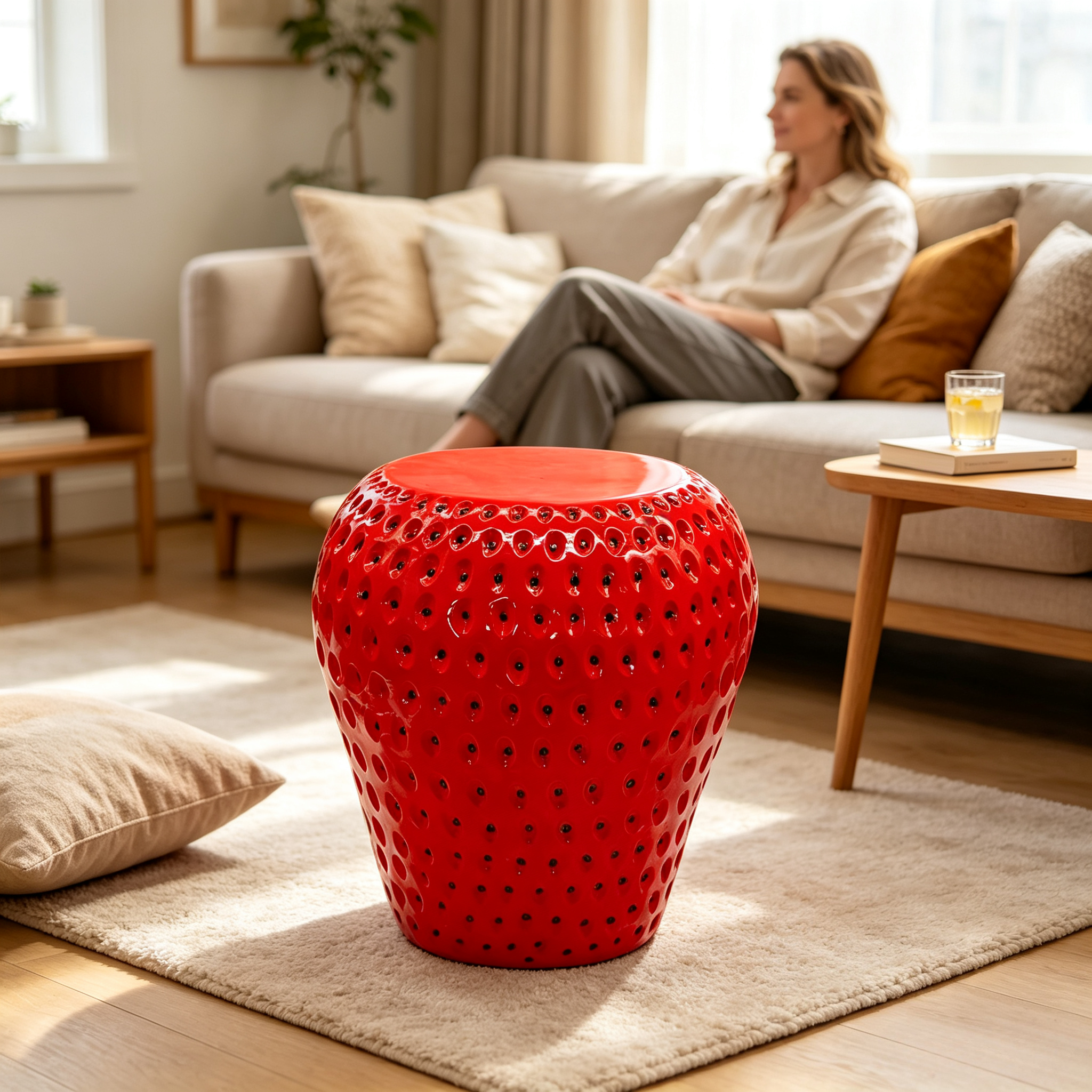 Resin Strawberry Fruit Stool